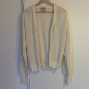 Cream Button-Front Knit Cardigan